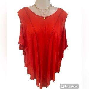 Free People Red/Orange Cold Shoulder Women’s Top SZ M